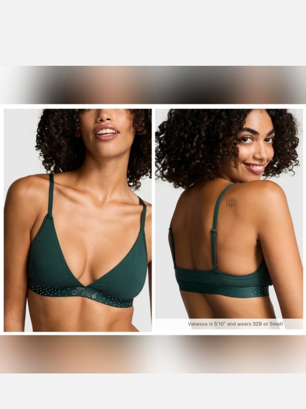 Victoria's secret pink SHINE LOGO COTTON TRIANGLE BRALETTE XXL GREEN